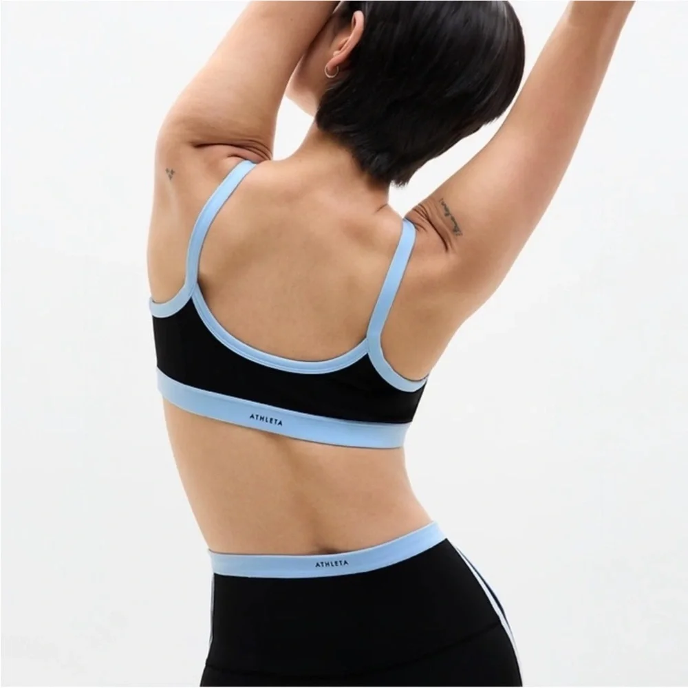 Athleta Square Neck Bra A-C NWT LARGE BLACK - Picture 2 of 7